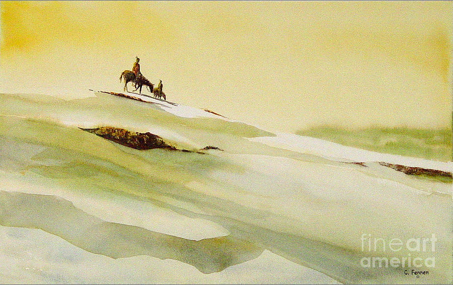 Winter Painting - Heading Home From the Hunt by Charles Fennen