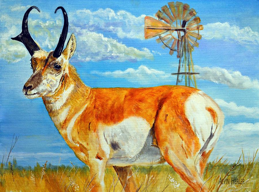 Wildlife Painting - Heading  To The Waterhole - Pronghorn Antelope by Alvin Hepler