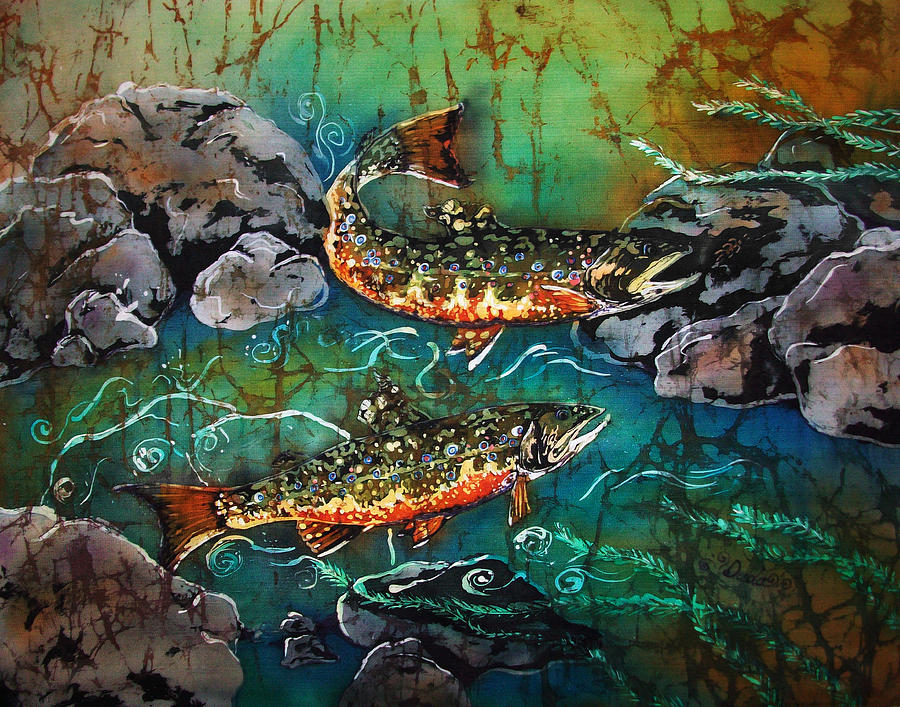 Trout Painting - Heading Upstream by Sue Duda Trout Painting - Heading Upstream by Sue Duda