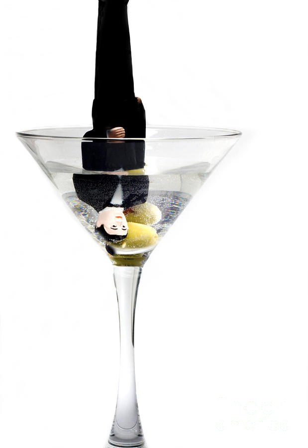 Martini Photograph - Heads down into the martini glass.It was a very bad date by Linda Matlow