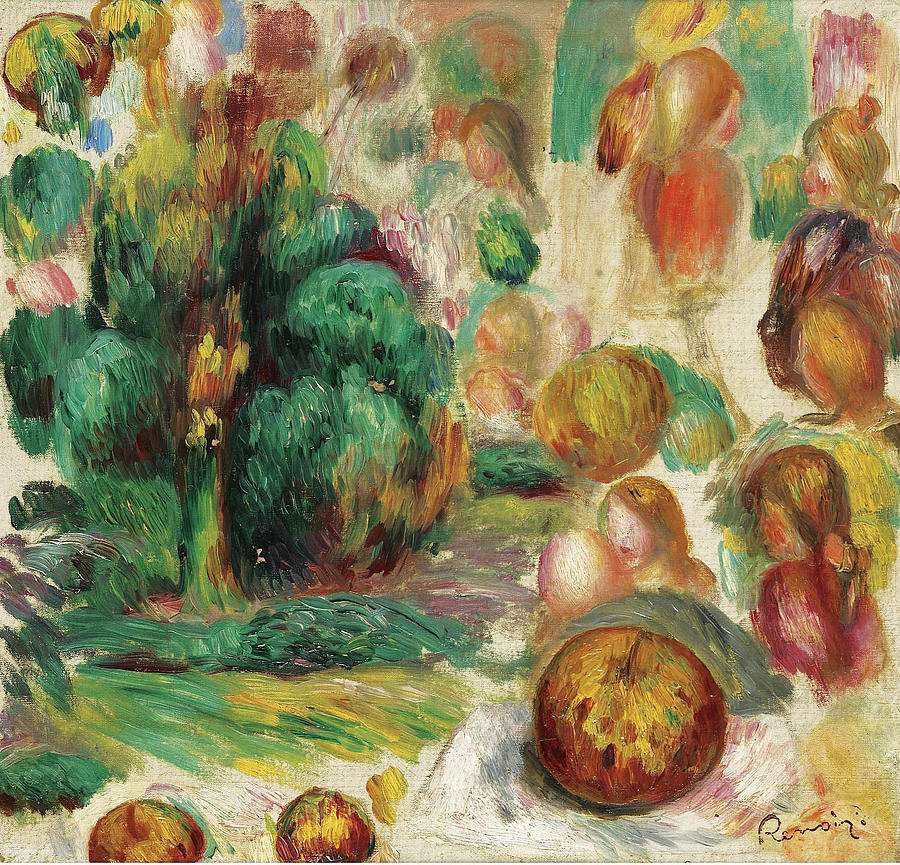 Heads Trees and Fruits Painting by Pierre-Auguste Renoir