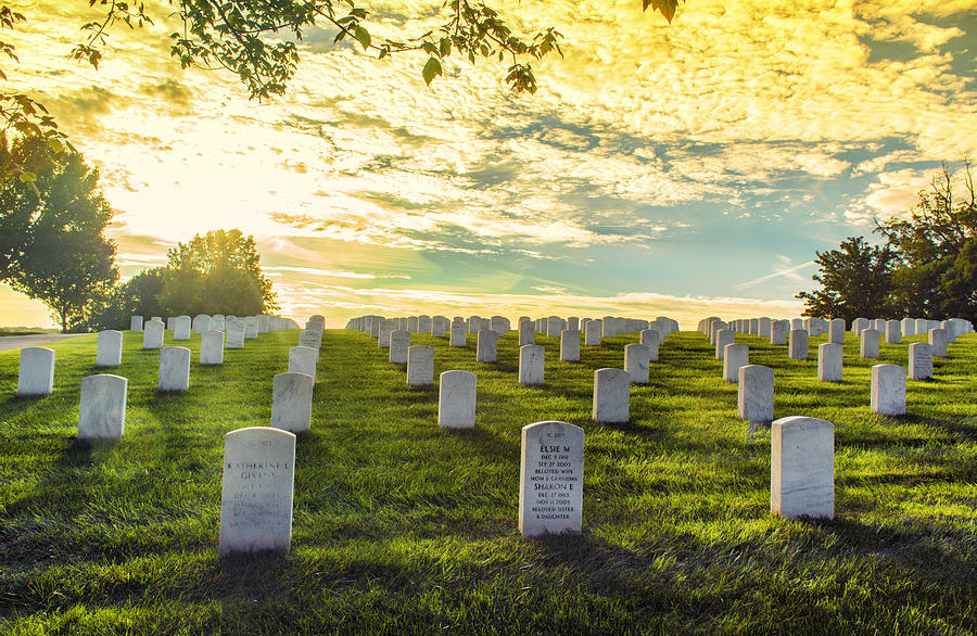 Headstones Basking In Sunlight Photograph by Bill and Linda Tiepelman