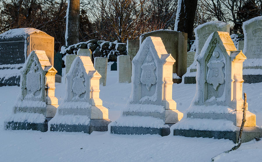 Headstones in Winter 2 Photograph by Jennifer Kano