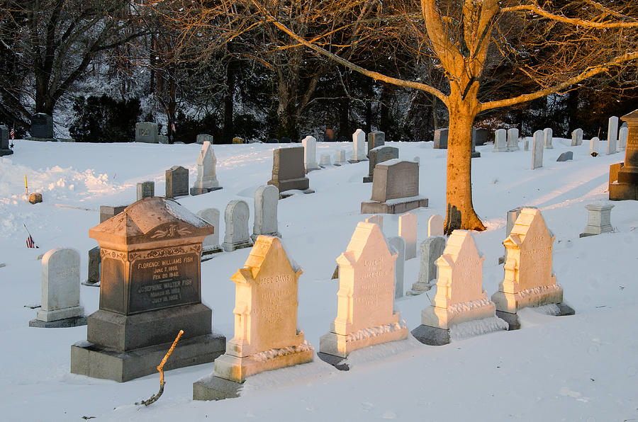 Headstones in Winter 3 Photograph by Jennifer Kano