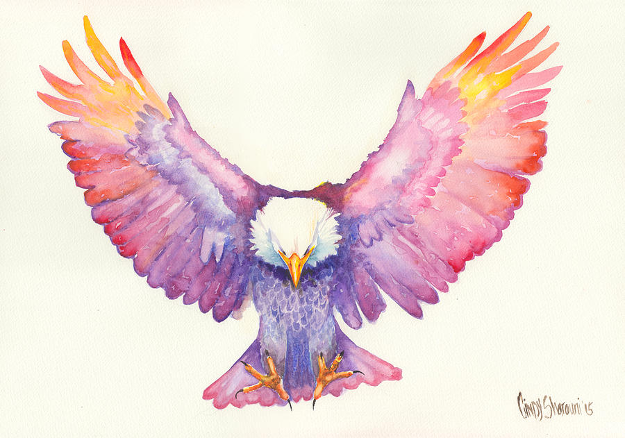 Eagle Painting - Healing Wings by Cindy Elsharouni