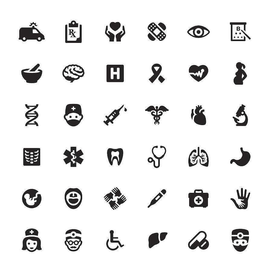 Healthcare And Medicine vector symbols and icons Drawing by Lushik