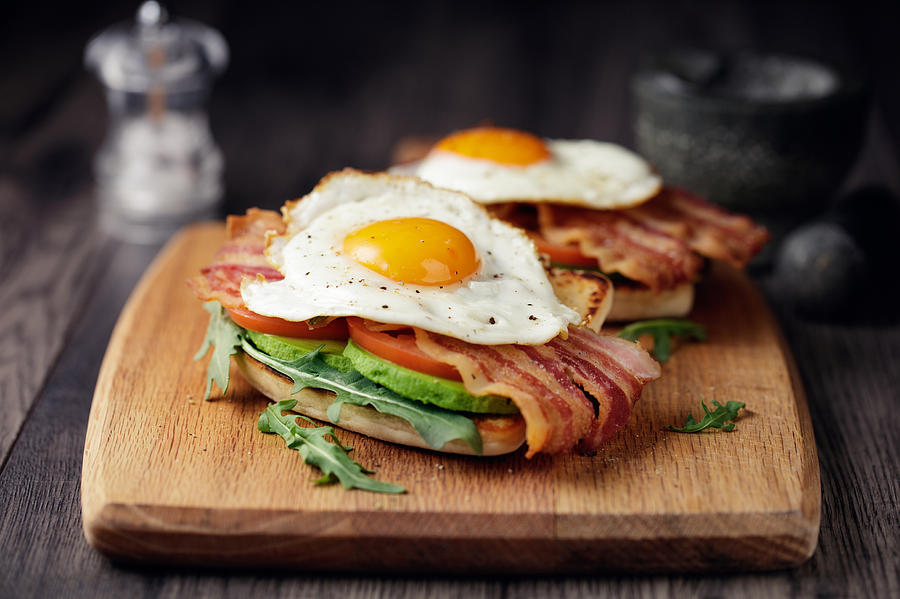 Healthy bacon fried egg brunch Photograph by Haoliang