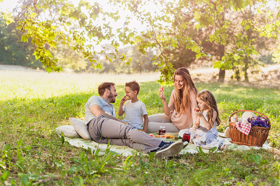 Healthy Family enjoying summer picnic in the nature Photograph by Zukovic