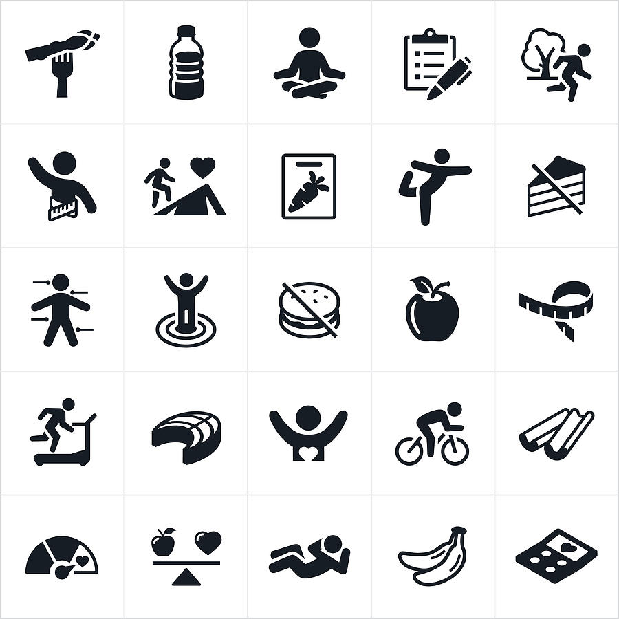 Healthy Lifestyle Icons Drawing by Appleuzr