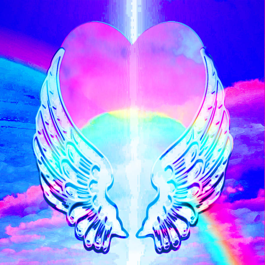 Heart and Angel Wings Digital Art by Amelia Carrie