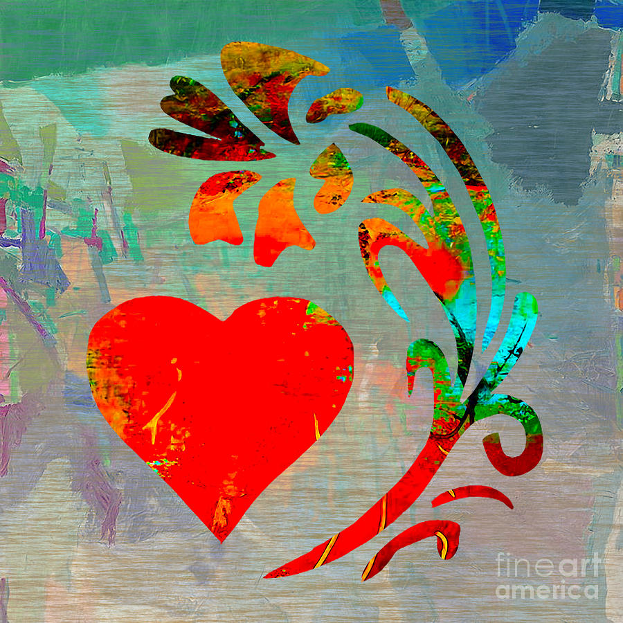 Heart and Flowers Mixed Media by Marvin Blaine