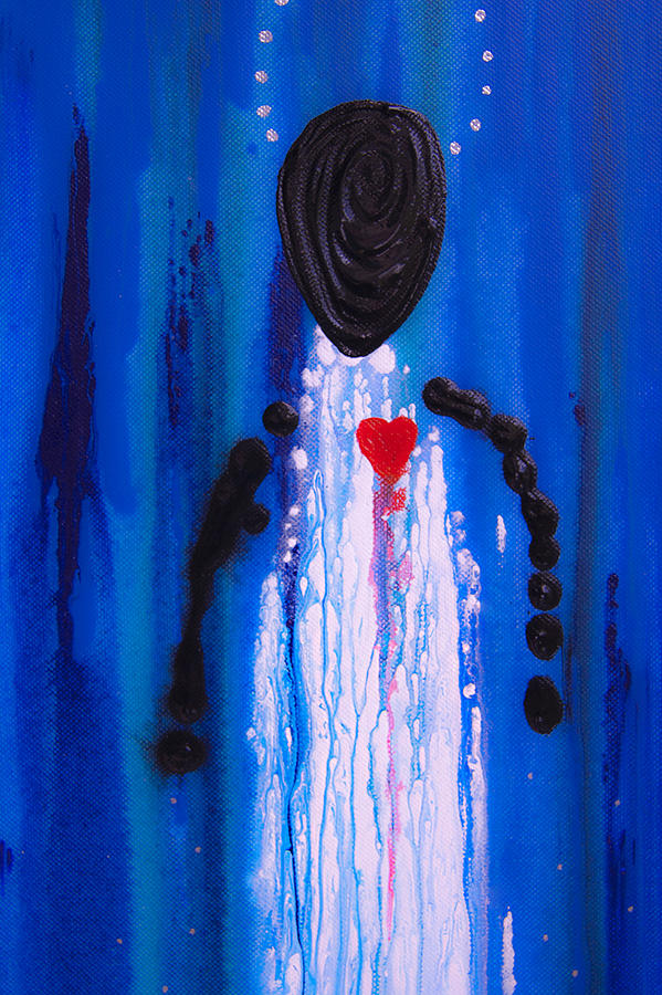 Abstract Painting - Heart and Soul - Angel Art Blue Painting by Sharon Cummings