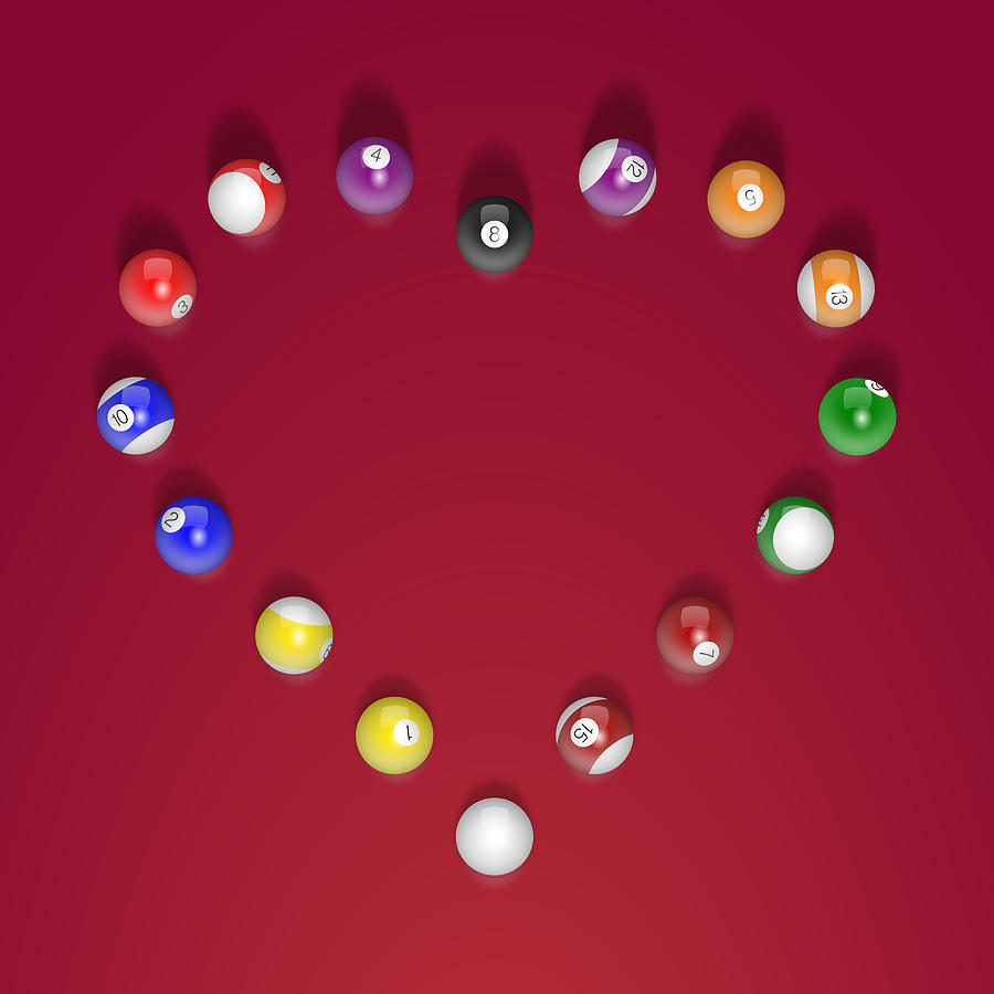 Billiards Digital Art - Heart Break by Angela Chaney Billiards Digital Art - Heart Break by Angela Chaney