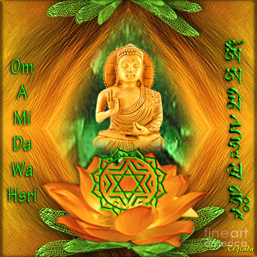 Heart chakra and mantra - spirituality art by Giada Rossi Digital Art by Giada Rossi