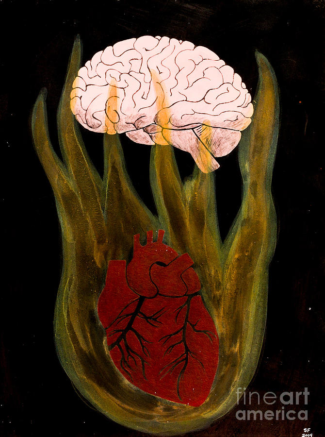 Heart cooks brain Painting by Stefanie Forck
