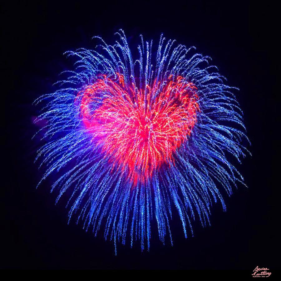 Heart Fireworks Painting by Bruce Nutting