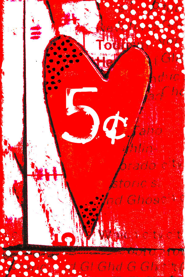 Heart Photograph - Heart Five Cents Red by Carol Leigh