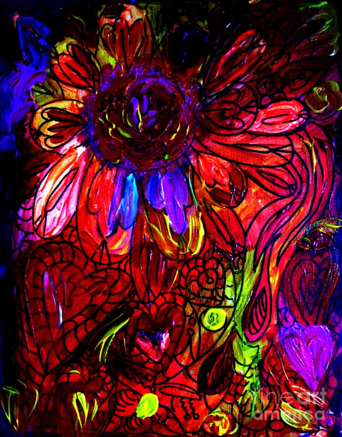 Heart Flowers Painting by James and Donna Daugherty