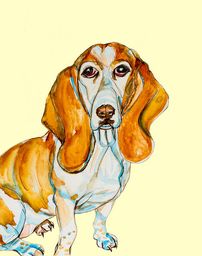 Heart Headed Basset Painting by Kelly Smith