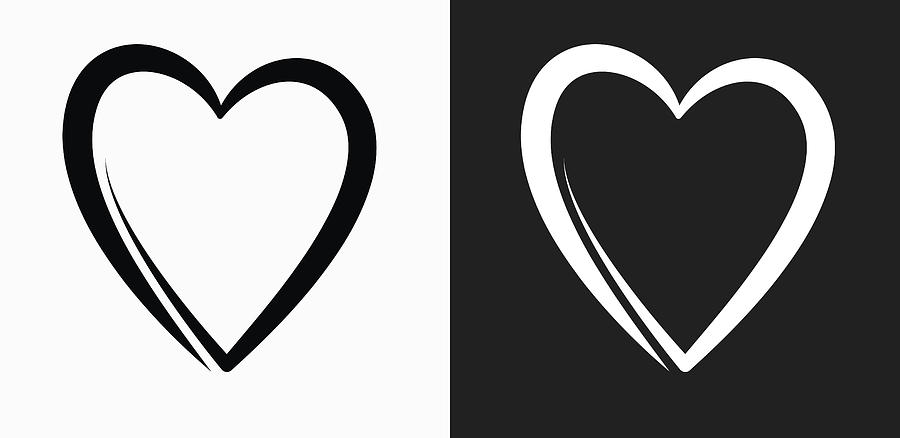 Heart Icon on Black and White Vector Backgrounds Drawing by Bubaone
