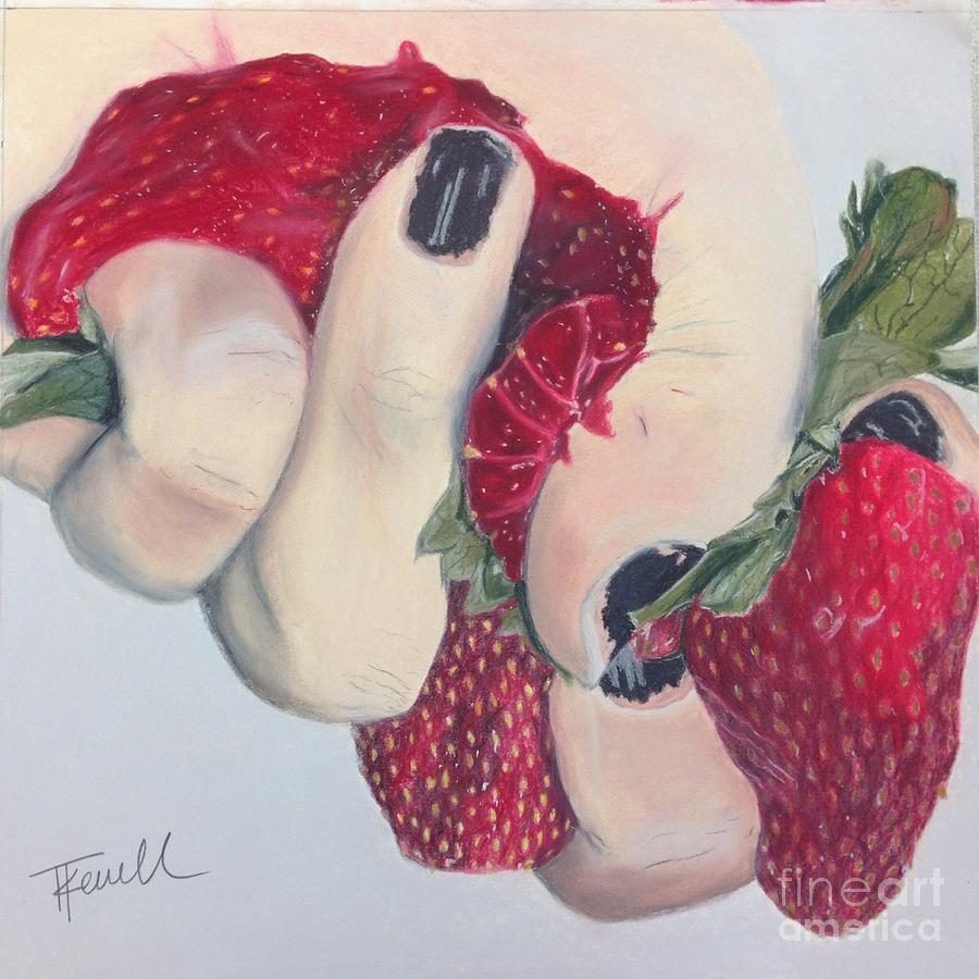 Strawberry Drawing - Heart in a Cage by Kaitlyn Terrell