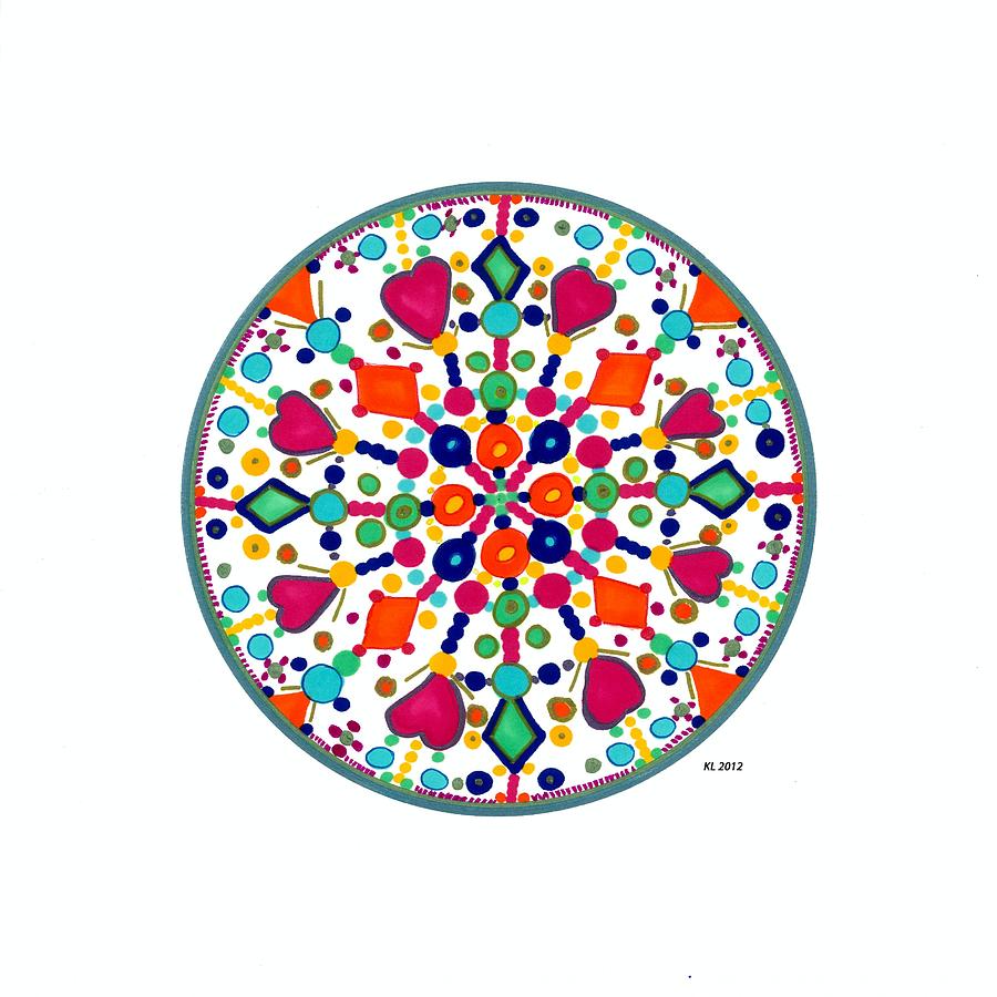 Color Drawing - Heart Kaleidoscope by Kaia Lyngroth