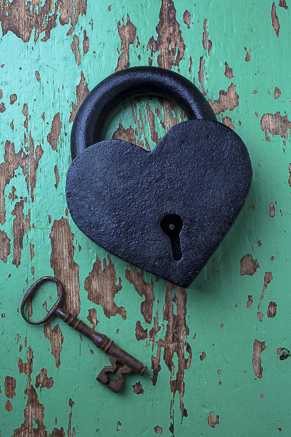Key Photograph - Heart Lock and Key by Garry Gay