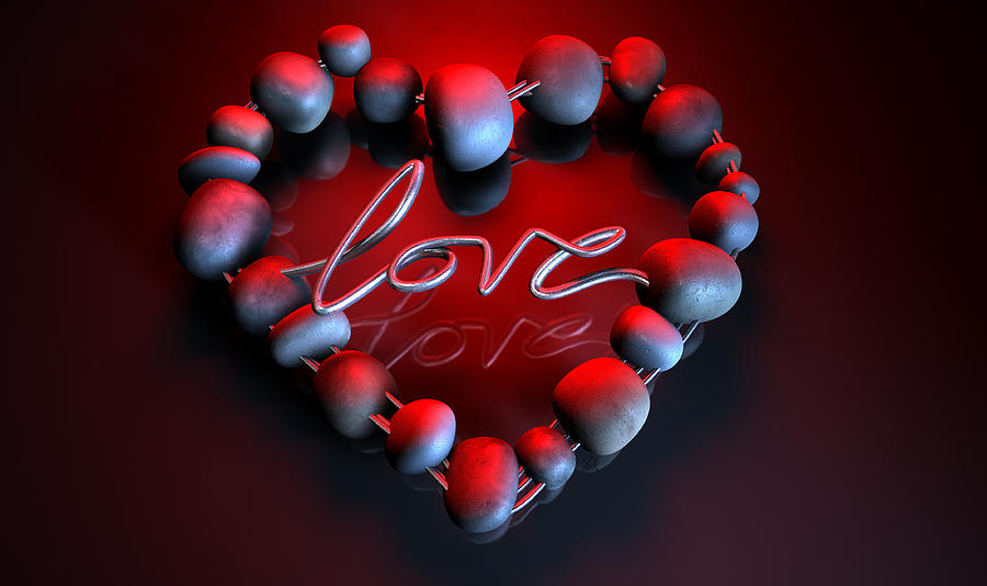 Pebbles Digital Art - Heart Love Stones by Allan Swart