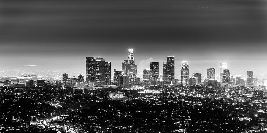 Heart of the City Black and White Panorama Photograph by Jason Chu