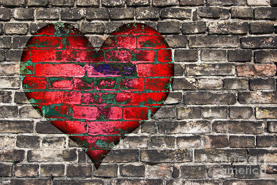 Heart On The Old Wall Digital Art