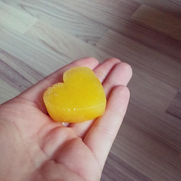 Juice Photograph - Heart Orange Juice Ice Cubes :) #cute by Leo Nie