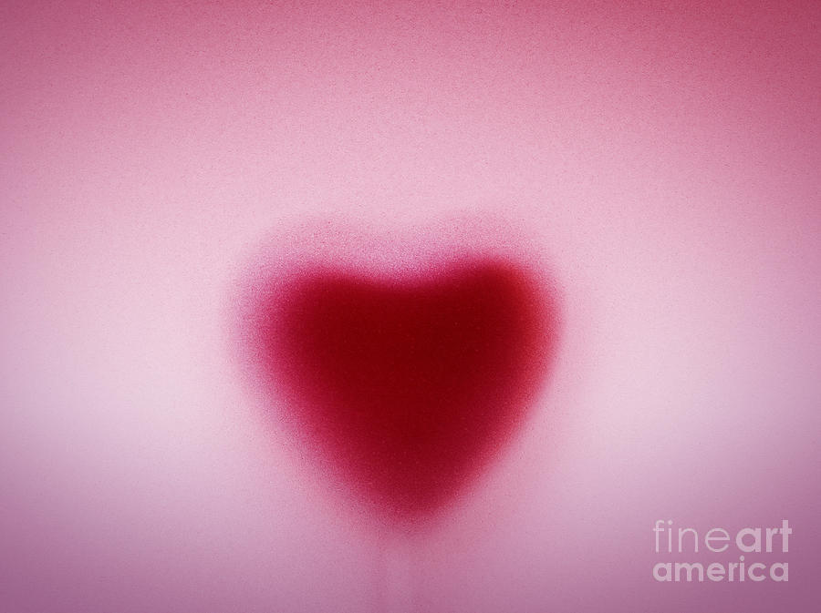 Heart Shape Behind Milky Frosted Glass Photograph
