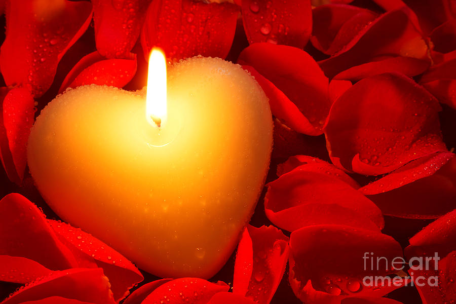 Heart shape candle and rose petals Photograph by Richard Thomas Fine Art America