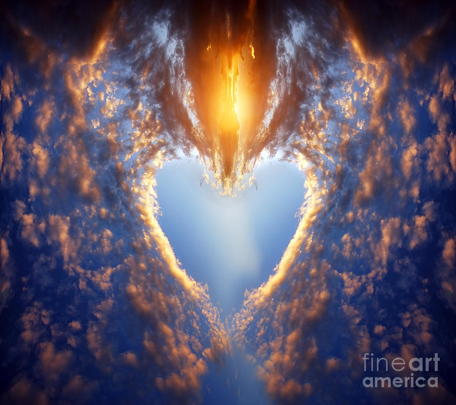 Heart shape on sunset sky Photograph by Michal Bednarek