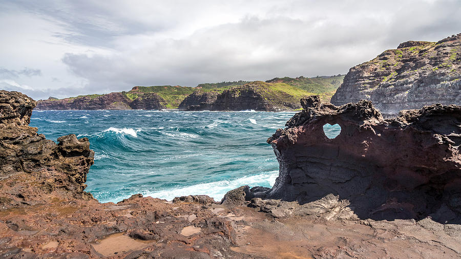 Nature Photograph - Heart shaped hole at Nakalele by Pierre Leclerc Photography