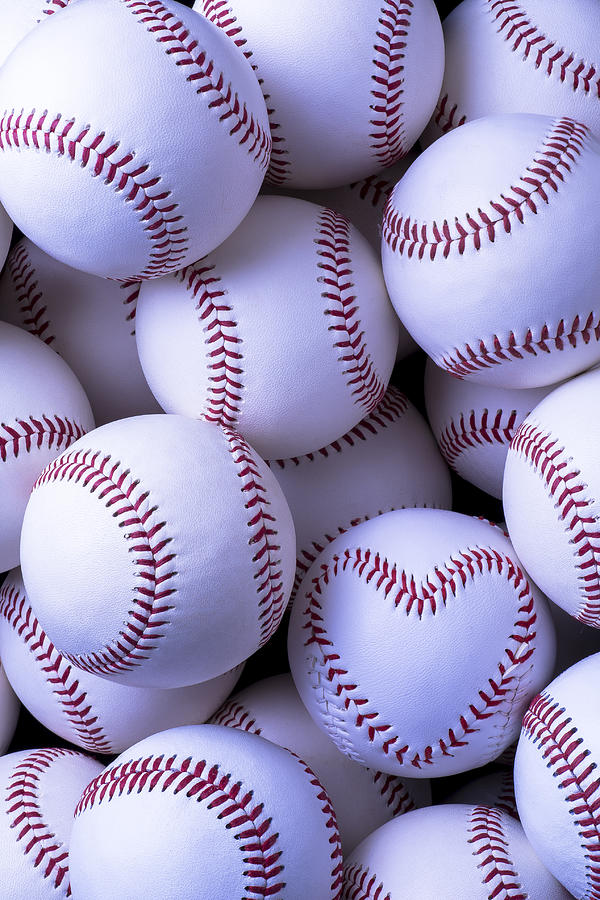 Heart stitched baseball Photograph by Garry Gay