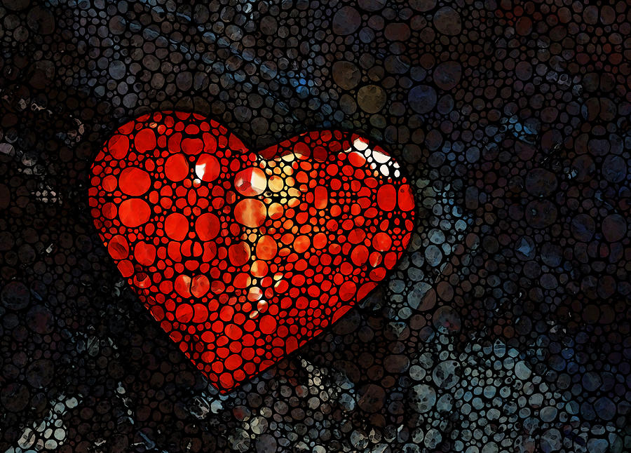 Valentines Day Painting - Heart - Stone Rockd Art by Sharon Cummings by Sharon Cummings