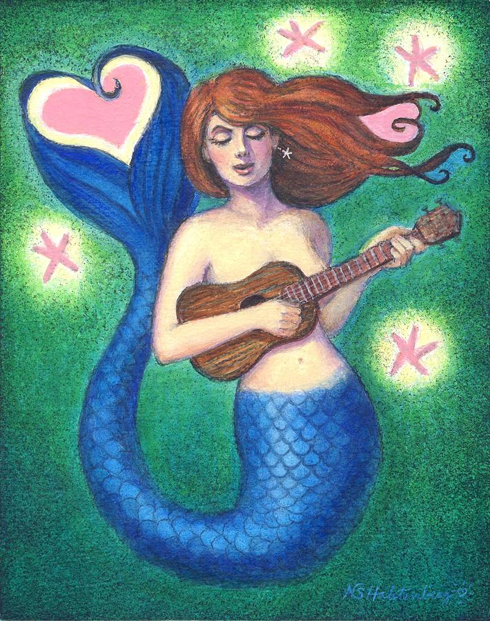 Heart Tail Mermaid Painting by Sue Halstenberg