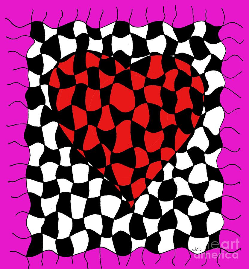Heart Tapestry Red Pink Drawing by Joseph J Stevens