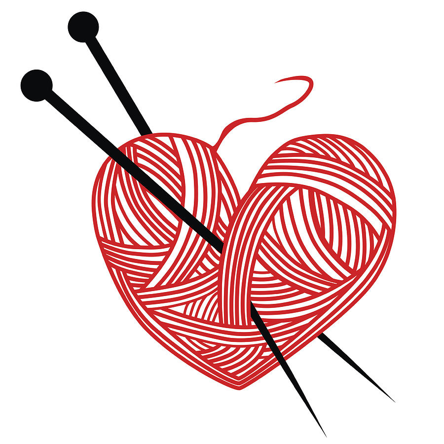 Heart Wool Knitting Needle Isolates Hobby Handcraft Logo By Svetap