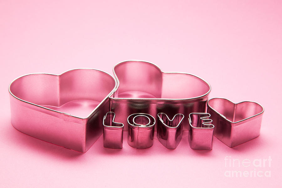 Hearts and love letters text on pink background Photograph by Michal Bednarek