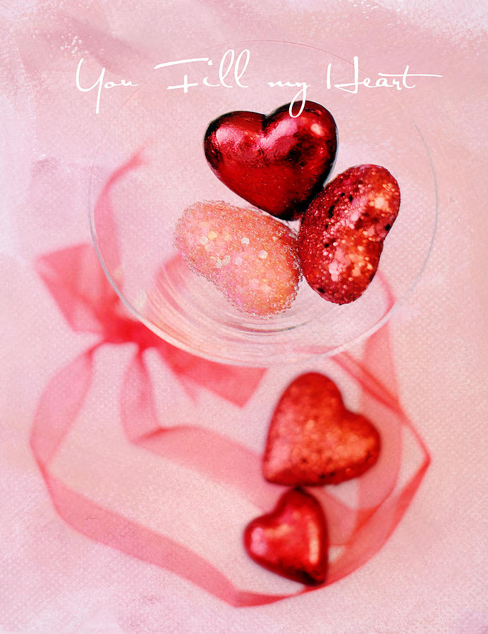 Hearts and Ribbon - You Fill My Heart Photograph by Rebecca Cozart