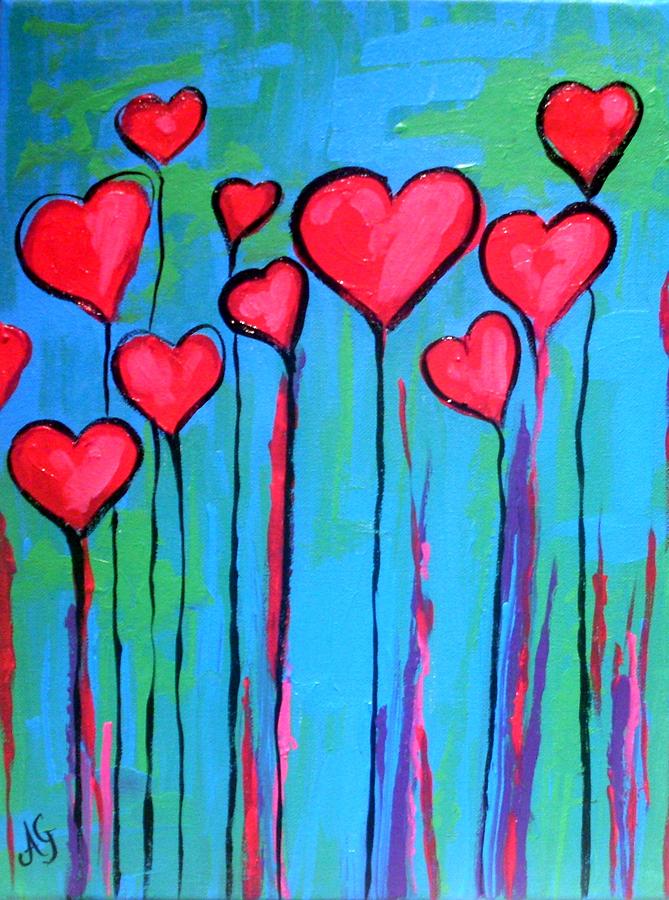 Hearts Painting by Anne Gardner