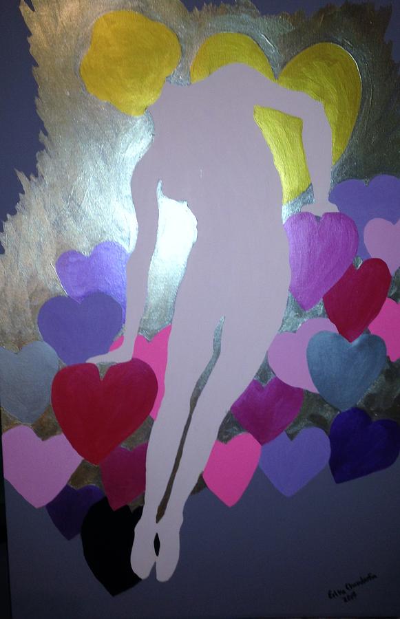 Hearts Painting by Erika Jean Chamberlin