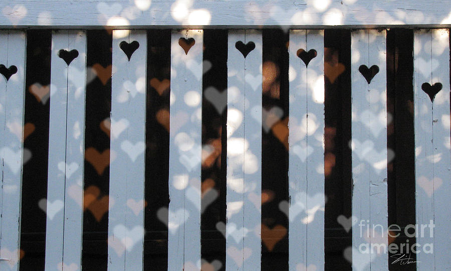 Hearts Fence Mixed Media by Shari Warren