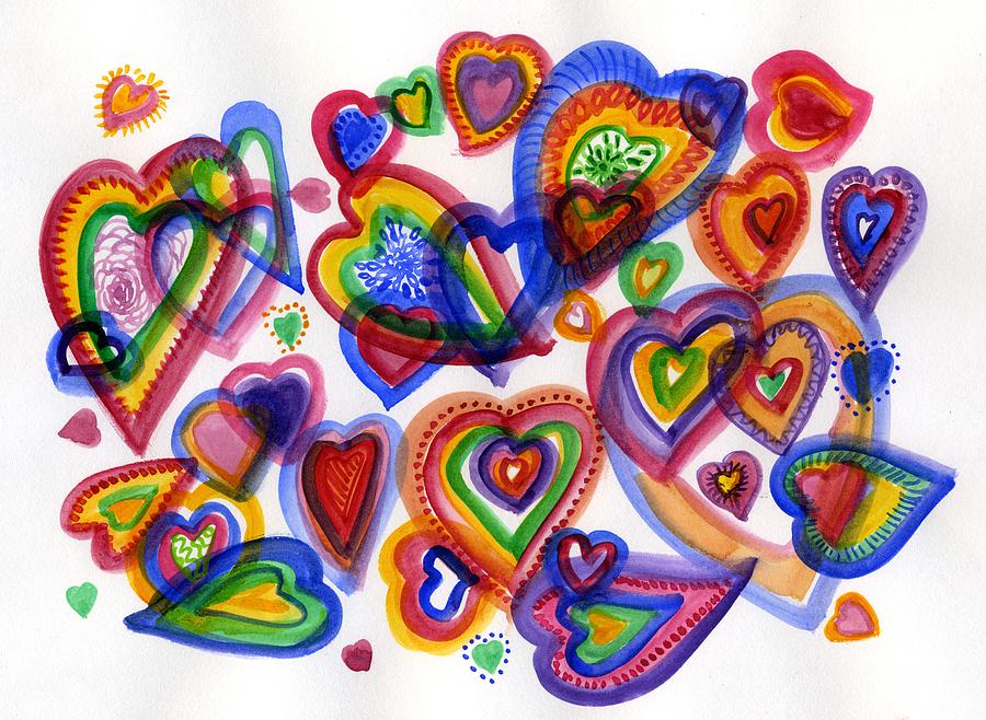 Hearts Painting - Hearts of Colour by Wendy Le Ber