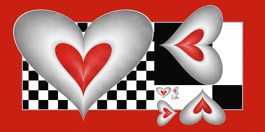 Hearts on a Chessboard Digital Art by Gabiw Art