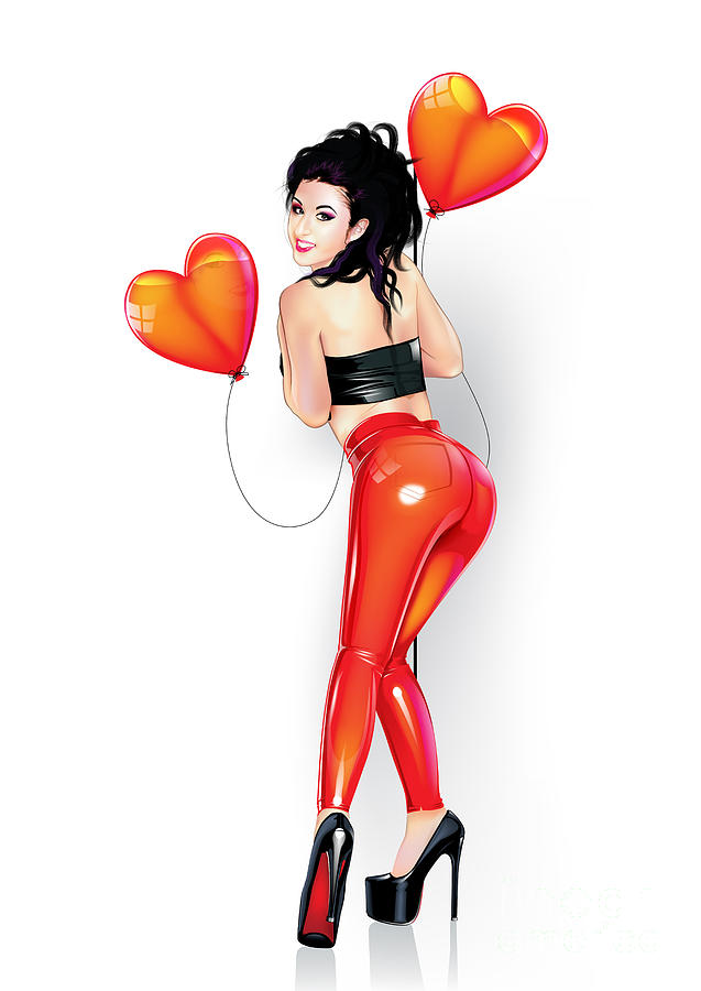Pin-up #37 Hearts or Tails Digital Art by Brian Gibbs