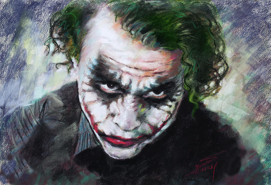 Heath Ledger The Dark Knight Drawing by Viola El