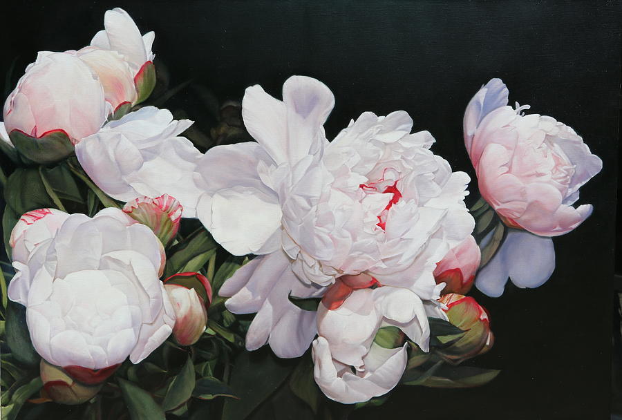 Flower Painting - Heathers Peonies 102 x 147 cm by Thomas Darnell